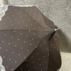 CRYSTAL JEMMY ブラウンドットレース晴雨兼用傘