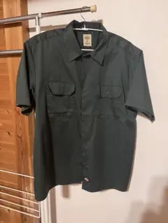 Dickies 半袖ワークシャツ M ダークグリーン