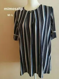Lmimosalip 婦人服 ストライプ 半袖トップス ネイビー　M~L