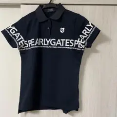 パーリーゲイツ　ポロシャツ　ダークネイビー　ブラック　系　美品　ロゴ