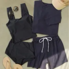 OSYAREVO（オシャレボ) 水着　ラッシュガード　ネイビー　Ｍ　レディース