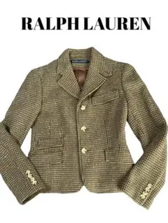 RALPH LAUREN ツイードジャケット レトロカシミヤ茶色9
