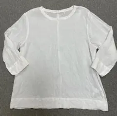 無印良品リネン100%七分袖ブラウス白XL