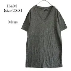 【H＆M／エイチアンドエム】Tシャツ　Vネック　グレー　メンズ　無地