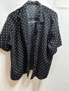 GU ブラックドット柄 半袖シャツ Lサイズ