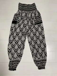 【使用あり】 アジアンパンツ　タイパンツ ホワイトブラック