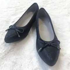 fitfit フィットフィット　リボンツイード風　パンプス　黒 22.0