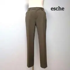 【エッシュ】L スラックス カジュアルパンツ センタープレス ブラウングレー
