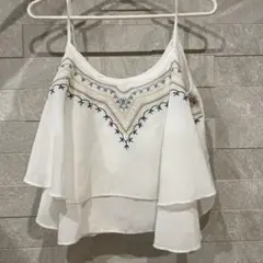 刺繍入りホワイトフレアキャミソール