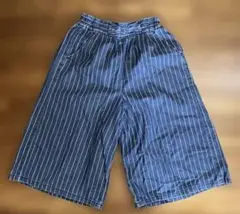 ガウチョパンツ　パンツ　ズボン　ストライプ柄　ブルー系　キッズ　140