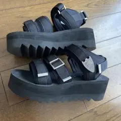 NUOVO ブラック 厚底 ベルト サンダル