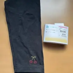 黒 チェリー刺繍 キッズスパッツ 120cm 七分丈