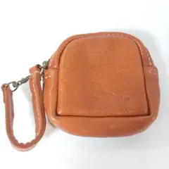 P928　オレンジ レザー コインケース