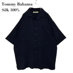 Tommy Bahama アロハ シルクシャツ 半袖シャツ 紺 開襟 3XL相当