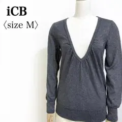 ICB ラメ入り Vネック ニットトップス グレー M オンワード樫山 きれいめ