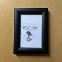 動物の顔 手描きアート 黒フレーム
