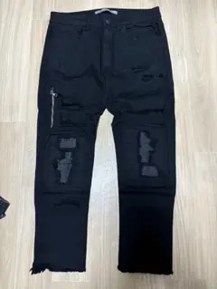 zara ザラ　バイカー　パンツ　ダメージ