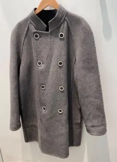 【美品】アクリス カシミア100 ロング丈 ブラック グレー リバーシブル