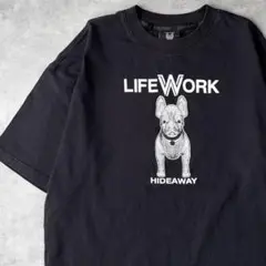 13799 ライフワーク プリント 半袖 Tシャツ 黒色