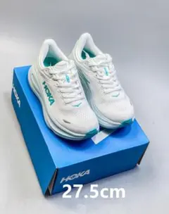 HOKA ホワイト ブルー 厚底