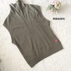 パーソンズ オリーブ色 ハイネック ノースリーブトップス ノブオイケダ S