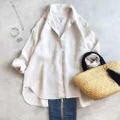 美品 ◆ MICA&DEAL マイカアンドディール シャツ　リネン　ベージュ