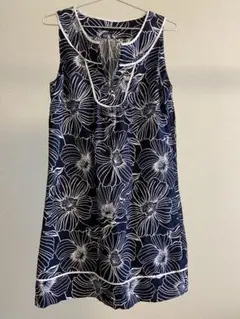 ローラーアシュレイ　ワンピース 紺色　花柄　膝丈　9号