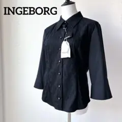 【新品タグ付】INGEBORG レースブラウス　シャツ　ブラック　七分袖