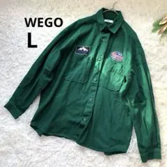 WEGO ウィゴー　長袖シャツ 緑　美品　Lサイズ　綿　パッチ　メンズ