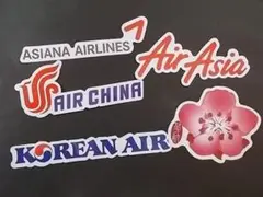 5枚★アジア系航空会社 防水ステッカー 飛行機 エアライン