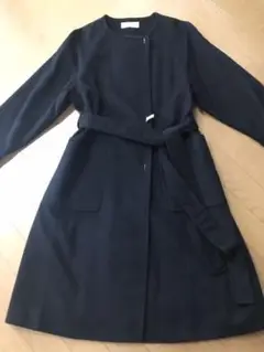カシミア 100% ロングノーカラーコート