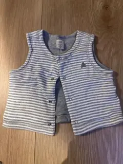 GAP ベビーベスト グレーと白のストライプ　6-12month