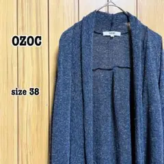 OZOC オゾック　ラップカーディガン　着流し　麻入り　5分袖　柄あり　M