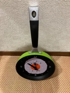 新品未使用品　壁掛け時計　フライパンウォールクロック　お洒落キッチン　緑