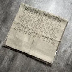 【極美品】GUCCI スカーフ ストール GG ロゴ シルク タグ付 ブラウン