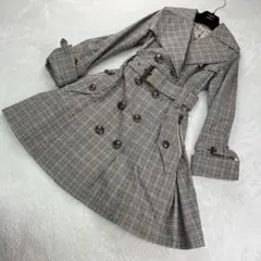 バーバリーブルーレーベル トレンチコート ベルト付き ノバチェック グレー M