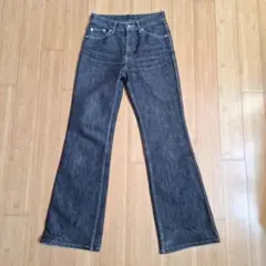 【B-Three ビースリー】ストレッチ フレアパンツ ブラックデニム32