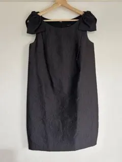 トゥモローランド　ブラックノースリーブ　リボン　ワンピース　ジャガード
