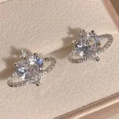 ピアス　シルバー　ハート　土星　惑星