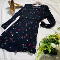 【Gap】夏色ブラック 花柄 ワンピース おしゃれ レディース