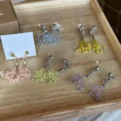カラー選べる本物のお花のイヤリング　ギフトボックス付き
