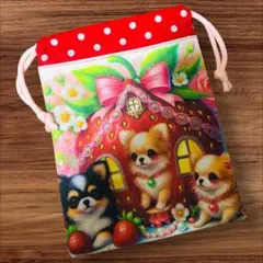 チワワパネルの巾着ポーチ