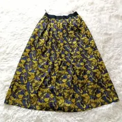 Respighi レスピーギ 花柄 ロングフレアスカート ウエストゴム 38