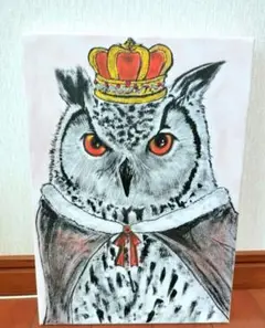 ミミズク　ふくろう　墨絵　新作　キャンバスアート　絵画　動物　インテリア　原画
