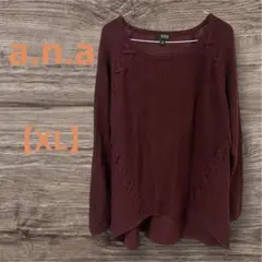 a.n.a バーガンディ ニットセーター XL
