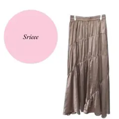 【Srireee】日本製♡フレアロングスカート♡斜めギャザー♡ウエストゴム【２】