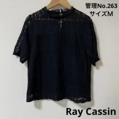 レディース　ブラウス　レース 半袖 黒シャツ　Ray Cassin サイズＭ