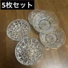 カットガラス　デザート皿3＋2枚セット