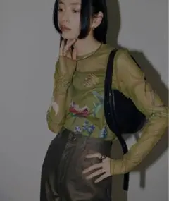 Ameri｜SOFIA SHEER CUT TOP Ameri（アメリ）の「SOFIA SHEER CUT TOP（Tシャツ/カットソー