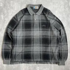 U.P renoma　レノマ　コットン　チェック　長袖ポロシャツ　刺繍ロゴ　M